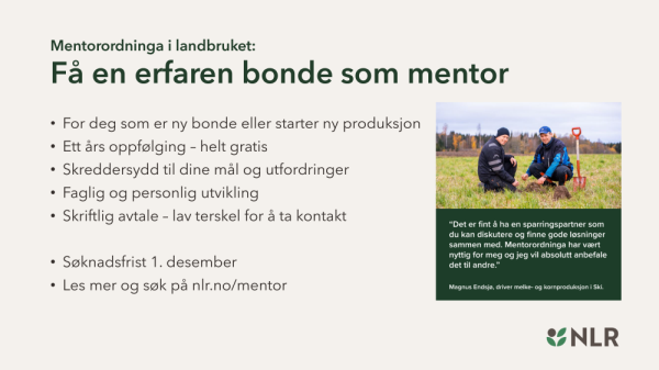 Lenke til artikkel: Mentorordning i landbruket
